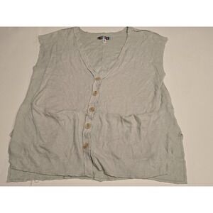 Urban Outfitters Grey Button Knit Sweater Vest Womens M Pockets Frays